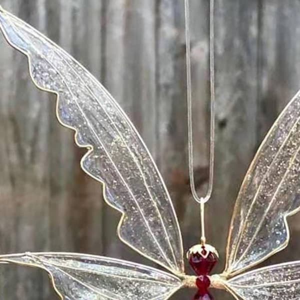 Wind Chime Angel Butterfly RÖD red