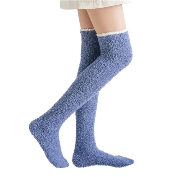 Over Knee Socks High Fuzzy Socks BLÅ Blue