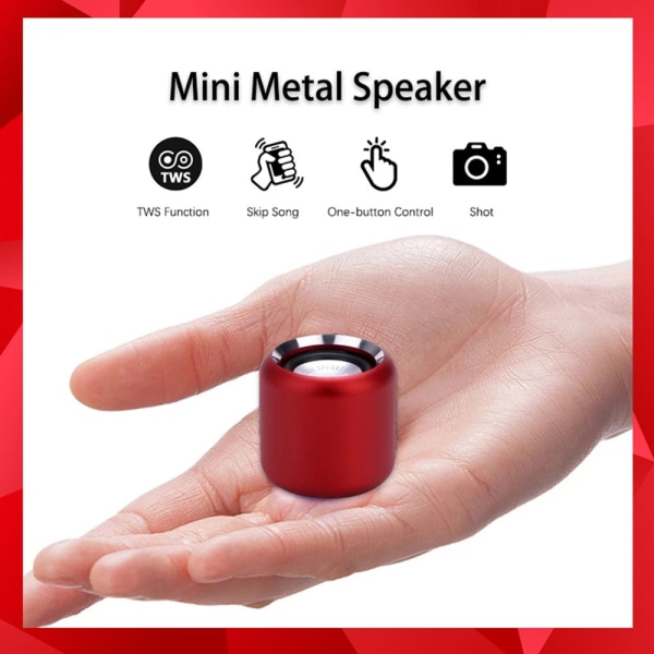 Mini langaton Bluetooth -kaiutin musiikkisoitin PUNAINEN Red