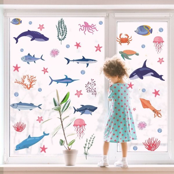 Sähköstaattinen tarra Ocean Animal Decals 1 1 1