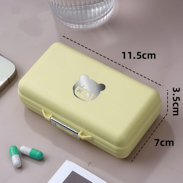 Pill Box Pill Förvaringsbox GUL REKTANGEL REKTANGEL Yellow Rectangle-Rectangle