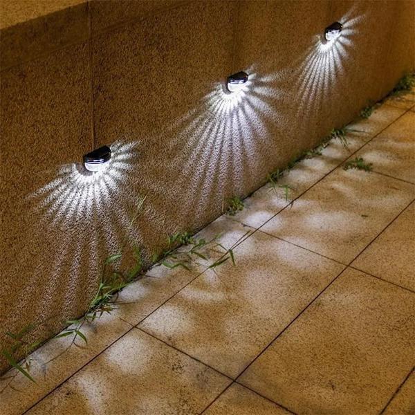 2STK LED Solar Light Udvendig Væglampe SORT VARM LYS VARM Black Warm light-Warm light