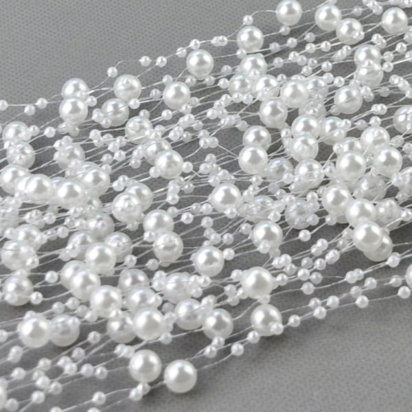 Pearls Beads Chain Garland Flowers Accessory WHITE 30M White 30m