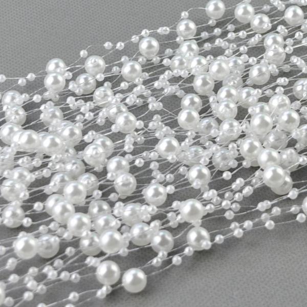 Pearls Beads Chain Garland Flowers Accessory WHITE 30M White 30m