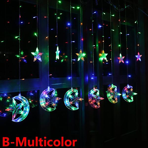 LED String Fairy Lights Moon Star B-Multicolor