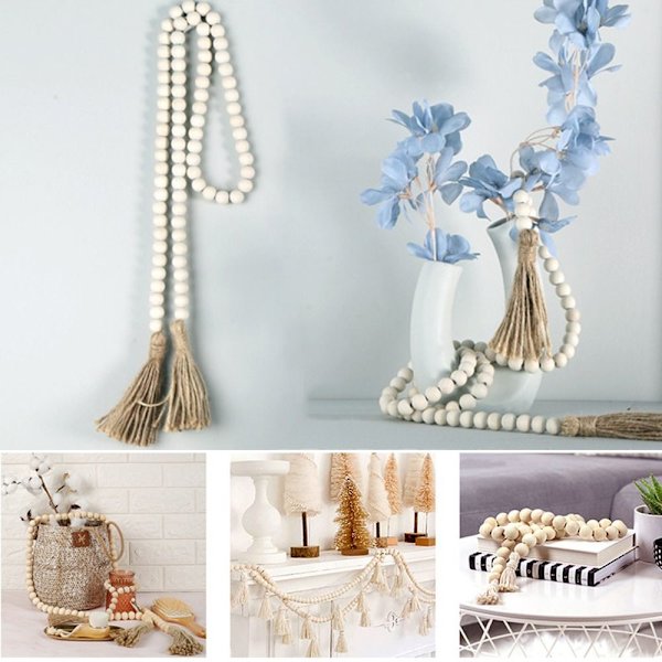 Puiset helmillä koristellut seppeleet maalaistalohelmet Rustic BEIGE 36 HELMET 36 beige 36 beads-36 beads