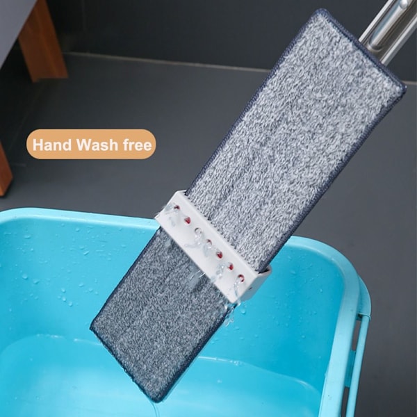 Mikrofiber flat mopp håndfri klem