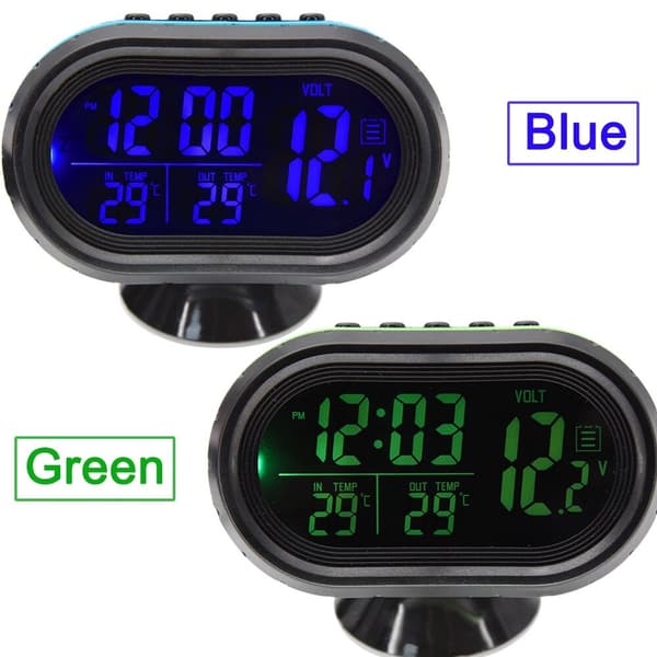 Digital voltmeter Biltemperaturklocka GRÖN green