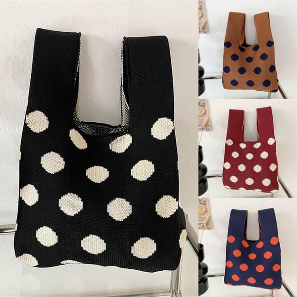 Stickade Handväskor Knot Handledsväska BRUN brown
