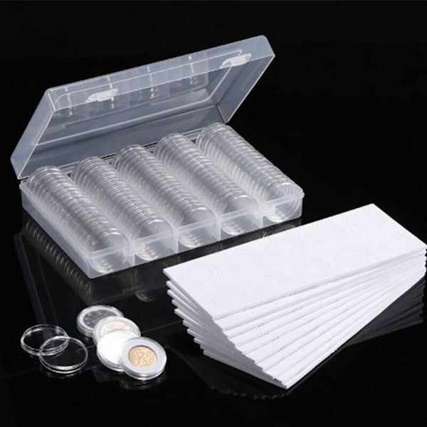 100 STK 30 mm Myntfodral Hållare Myntuppsamlingslåda Case Mynt Transparent