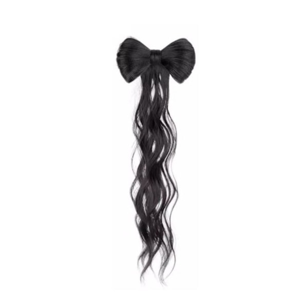 Ponytail Peruk Clip Bowknot Halvband Peruk Clip SVART black