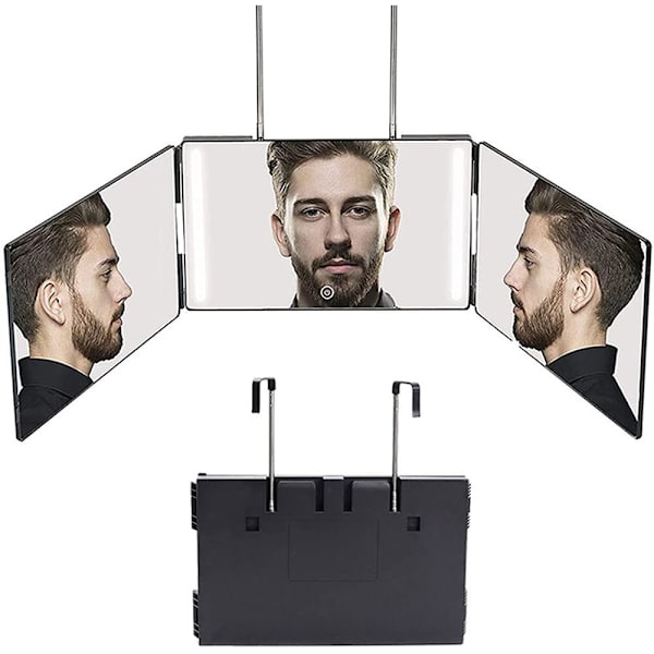 3-vejs Trifold Spejl 360° Barber Spejl SORT black