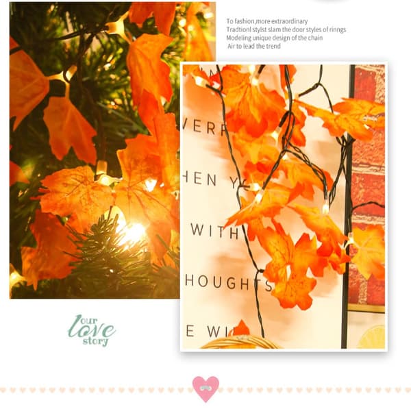 Solar Maple Leaf Light String LED Night Lights Färgad lampa Warm White