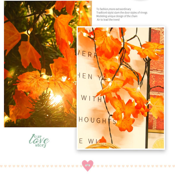 Solar Maple Leaf Light String LED Night Lights värillinen lamppu Warm White
