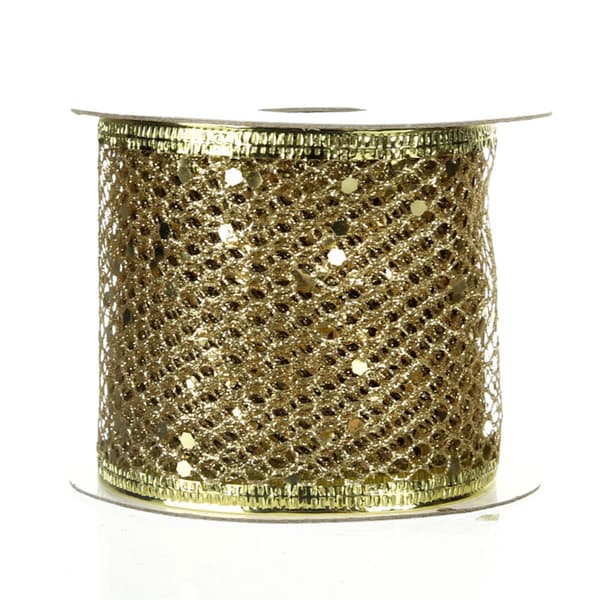 Glitter Wired Ribbon Glitter Mesh Guld Tyll