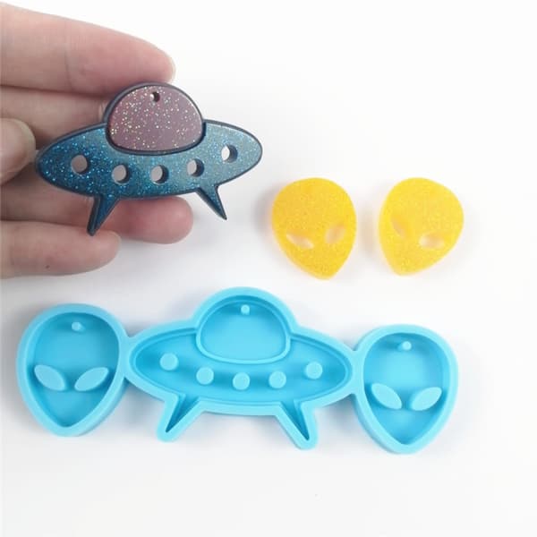 2 stk Alien Spaceship Silikon Resin Molds Epoxy Resin Casting