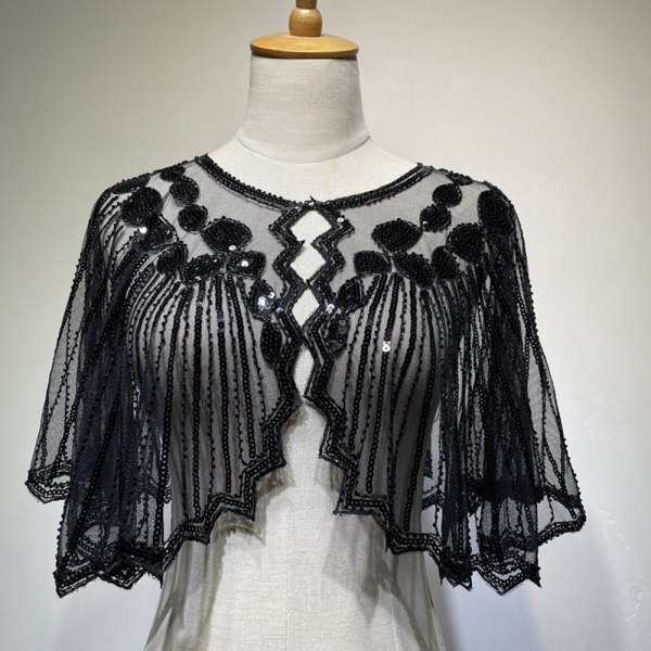 Flapper Shawl Huivi helmillä MUSTA Black