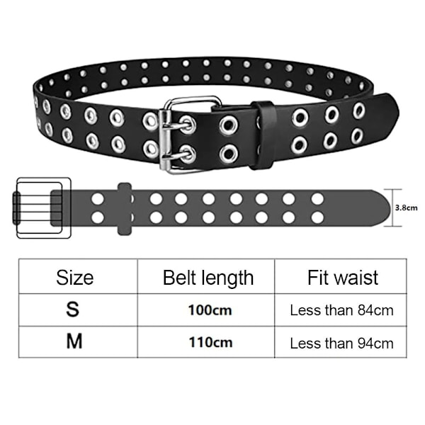 Punk midjebälte Goth midjeband VIT&SILVER 110CM White&Silver 110cm