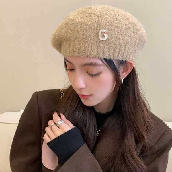 Strikket Lue Beret Lue GRÅ Gray