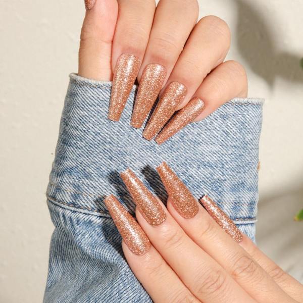 Fake Nails Long French SILVER silver