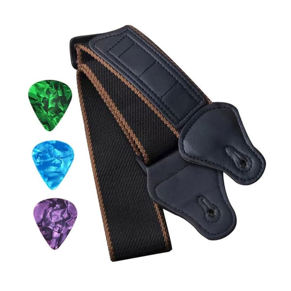 Guitar Strap Belt 3 Picks Hållare SVART Black