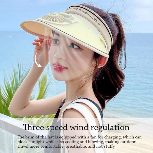 Fan Sun Hat Sport Cap BEIGE Beige