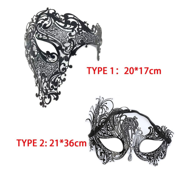 Dance Masquerade Metal Mask SVART TYPE 2 TYPE 2 black type 2-type 2