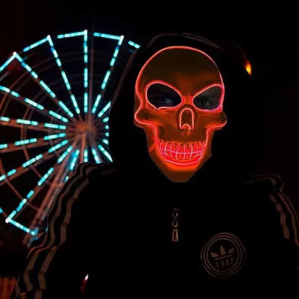 Halloween LED Skull Mask Horror Ghost Head SININEN blue