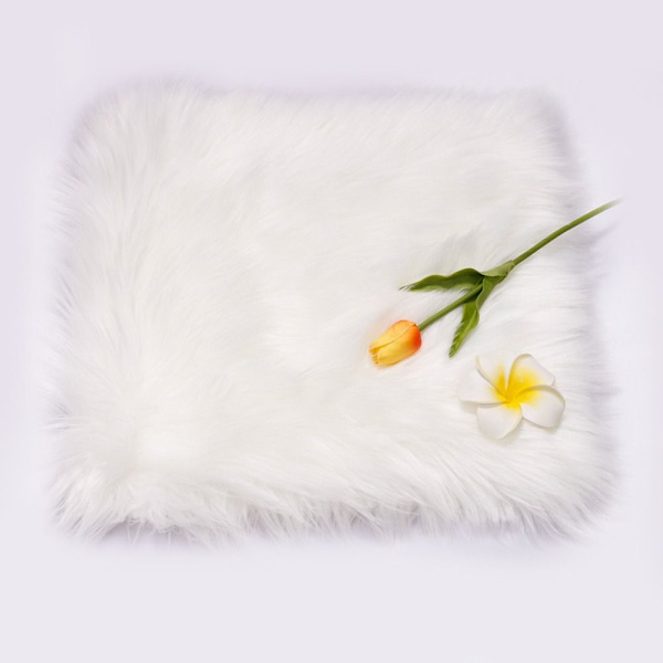 Skoleskabstæpper Faux Fur Område Tæppe HVID White