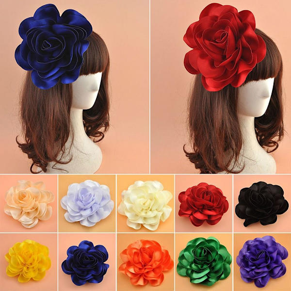 Hårklemme Satin Flower SORT Black