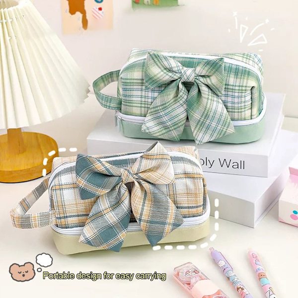 Paperitarvikkeiden säilytyslaukku Paperitavaran organizer VIHREÄ KESKELLÄ Green With Bowknot-With Bowknot
