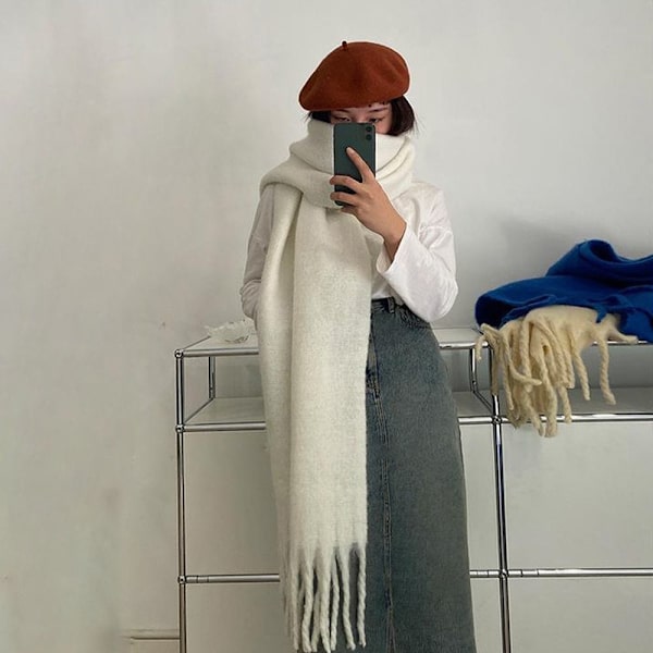 Mohair Naisten Huivi Pitkät Huivit ROSE RED rose red
