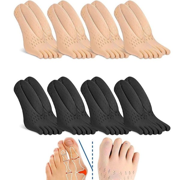2 par fem-finger sokker for kvinner med delt tå Sokker SVART B B Black B-B