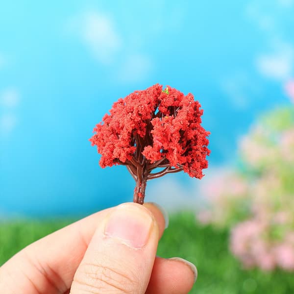 12 Stk Blomstermodel Miniaturer Simuleringstræer MØRK RØD dark red