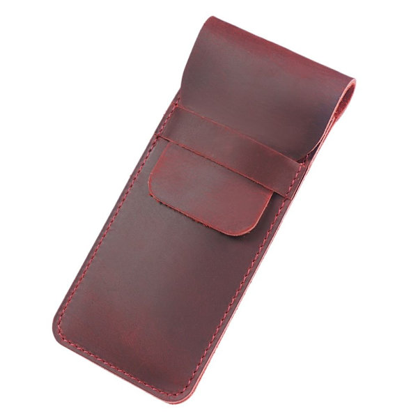 Retro Læder Penholder Brun Fyldepenpose VINRØD BIG Wine Red Big-Big