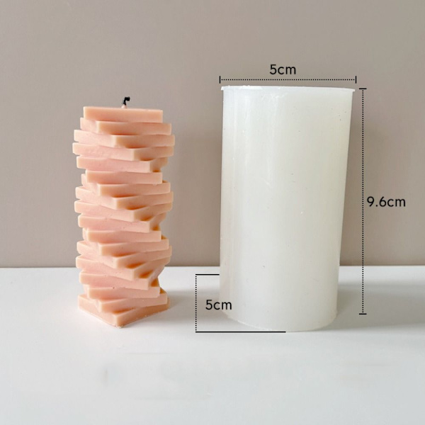 Spiral Square Column Candle Mold 3D Art Wax Mold Silikonform
