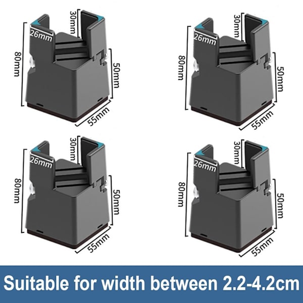 4 STK Fotpute Møbelforhøyelse SVART-50MM SVART-50MM Black-50mm