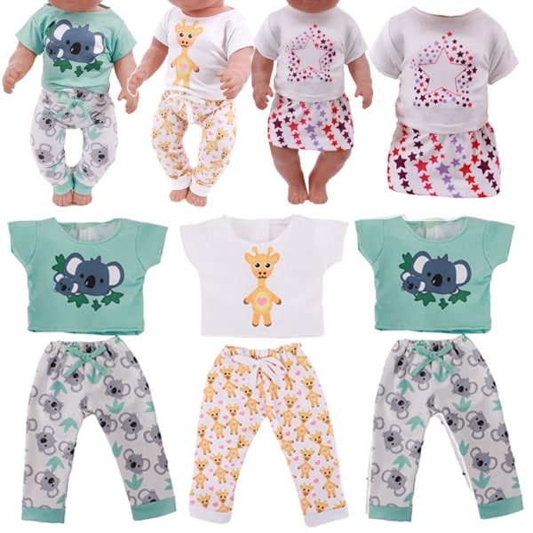 2 STK/sæt Dukke Pyjamas Skjortebukser 3 3 3