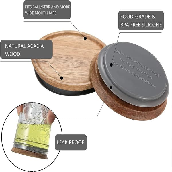 6st Bred Mun Trä Förvaringslock Set Solid Wood Lock för 1pcs