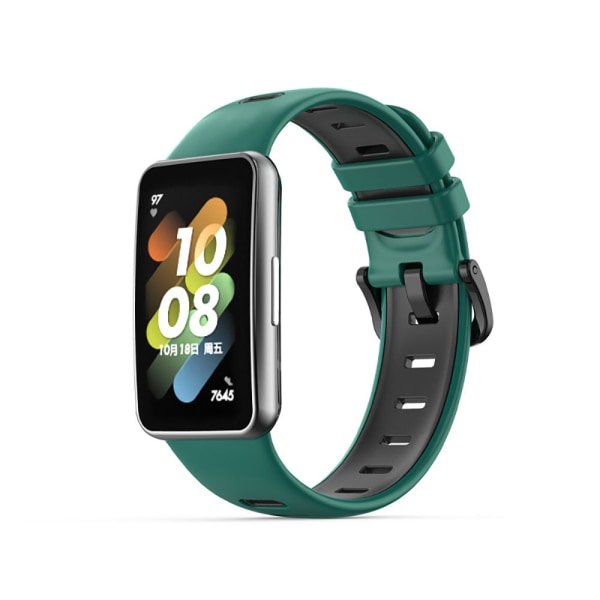 För Huawei Band 7 Silikon Andningsrem GRÖN&SVART green&black