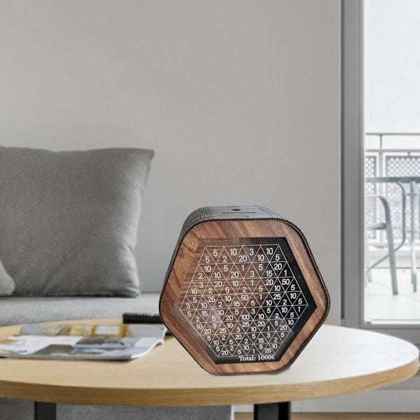 Sparlåda Pengar Spara utmaning med siffror diagram Wooden