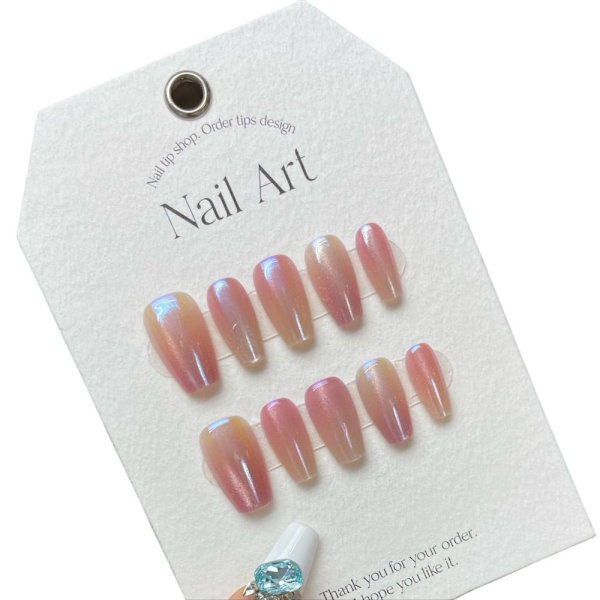 Pure Manual False Nail Pink Aurora Handmade Nails XS XS