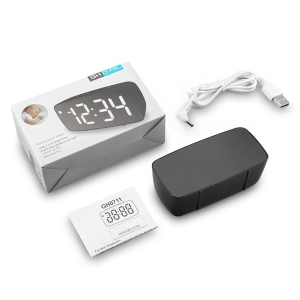 Väckarklocka Digital LED-klocka VIT White