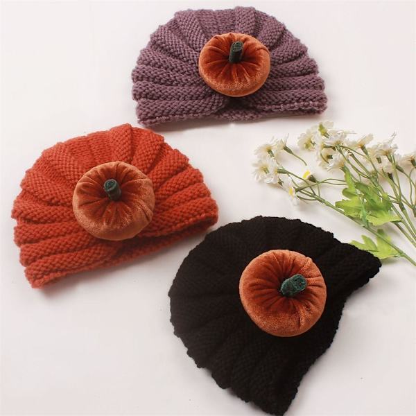 Infant Turban Baby Neulotut hatut MUSTA black