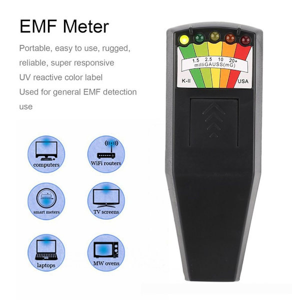 Elektromagnetisk feltmåler Gauss måler SORT Black