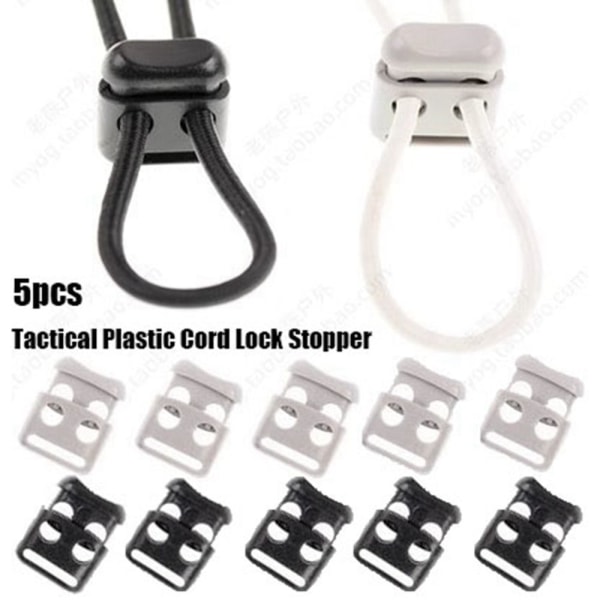 5 stk. Tactical Cord Lock Toggle Stopper SORT Black