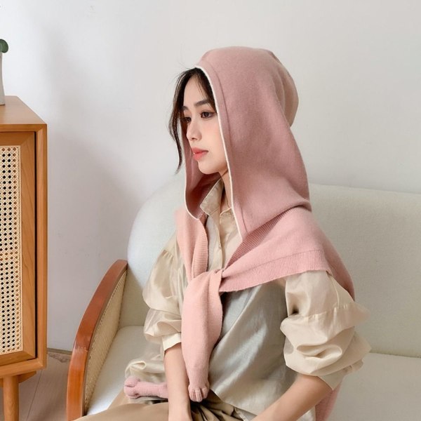 Neulottu huppu huivi Cape solmittu huivi KHAKI khaki