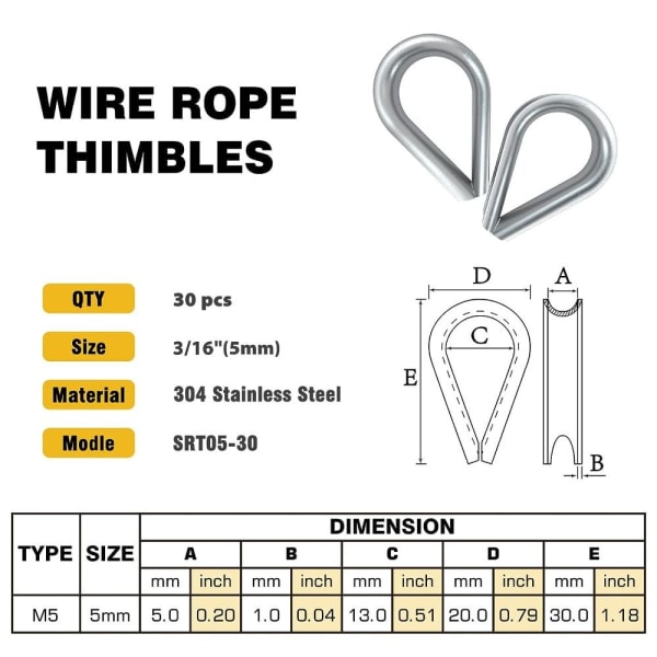 30st Wire Rope Thimbles Rep Thimble Rigging Thimbles Ring