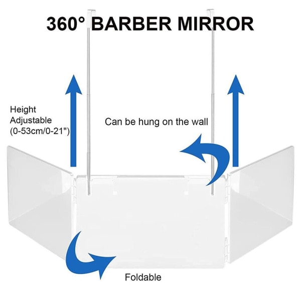 3-veis tredelt speil 360° Barberspeil RØDT red