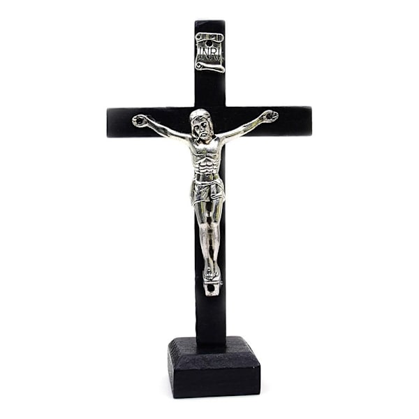 Kryds Bordpynt Krucifiks Jesus Statue SORT Black